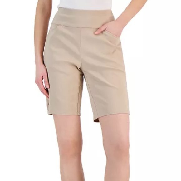 INC International Concepts Khaki Size 8 Women's Mid Rise Pull-On Shorts - Picture 1 of 5
